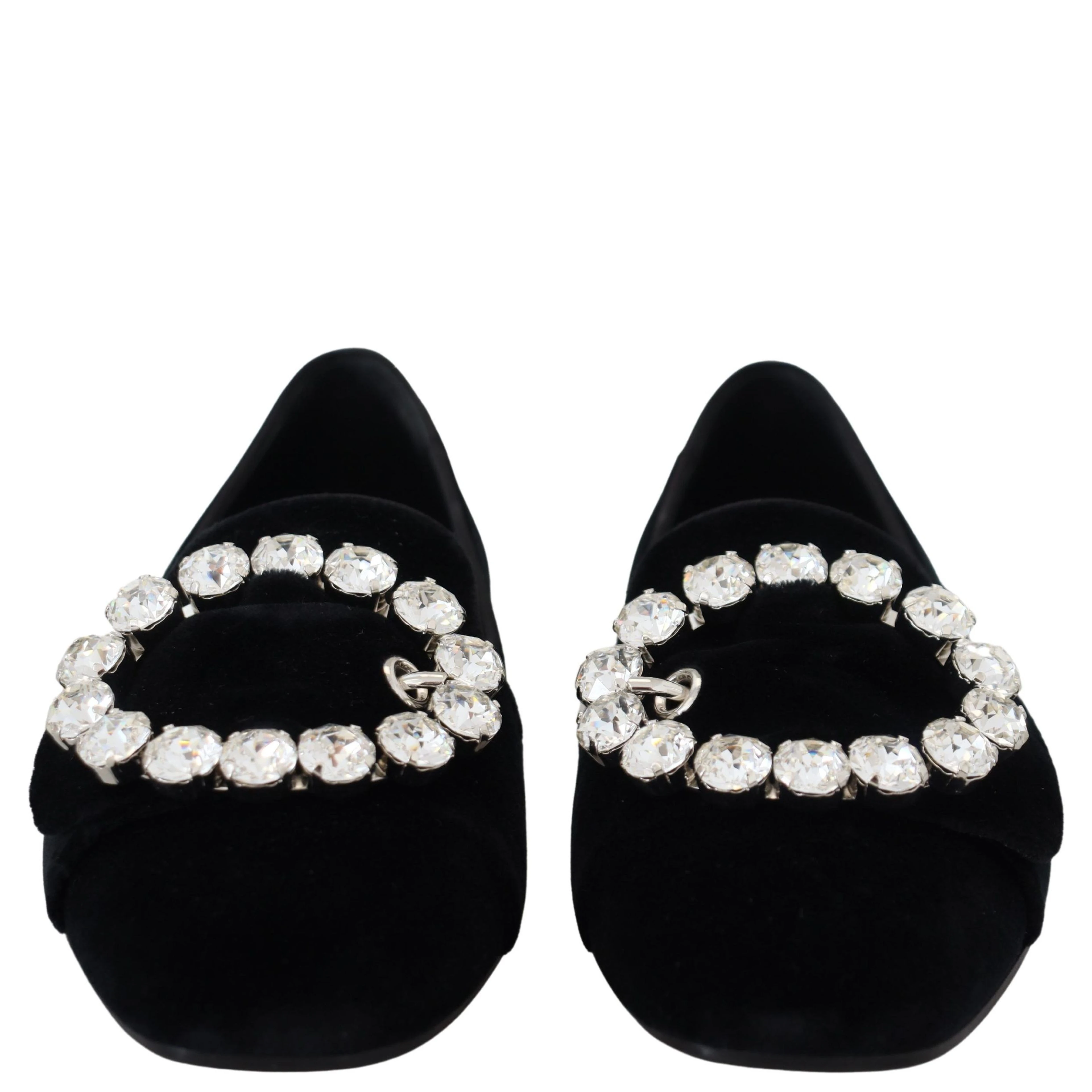 Black Velvet Crystals Loafers Flats Shoes