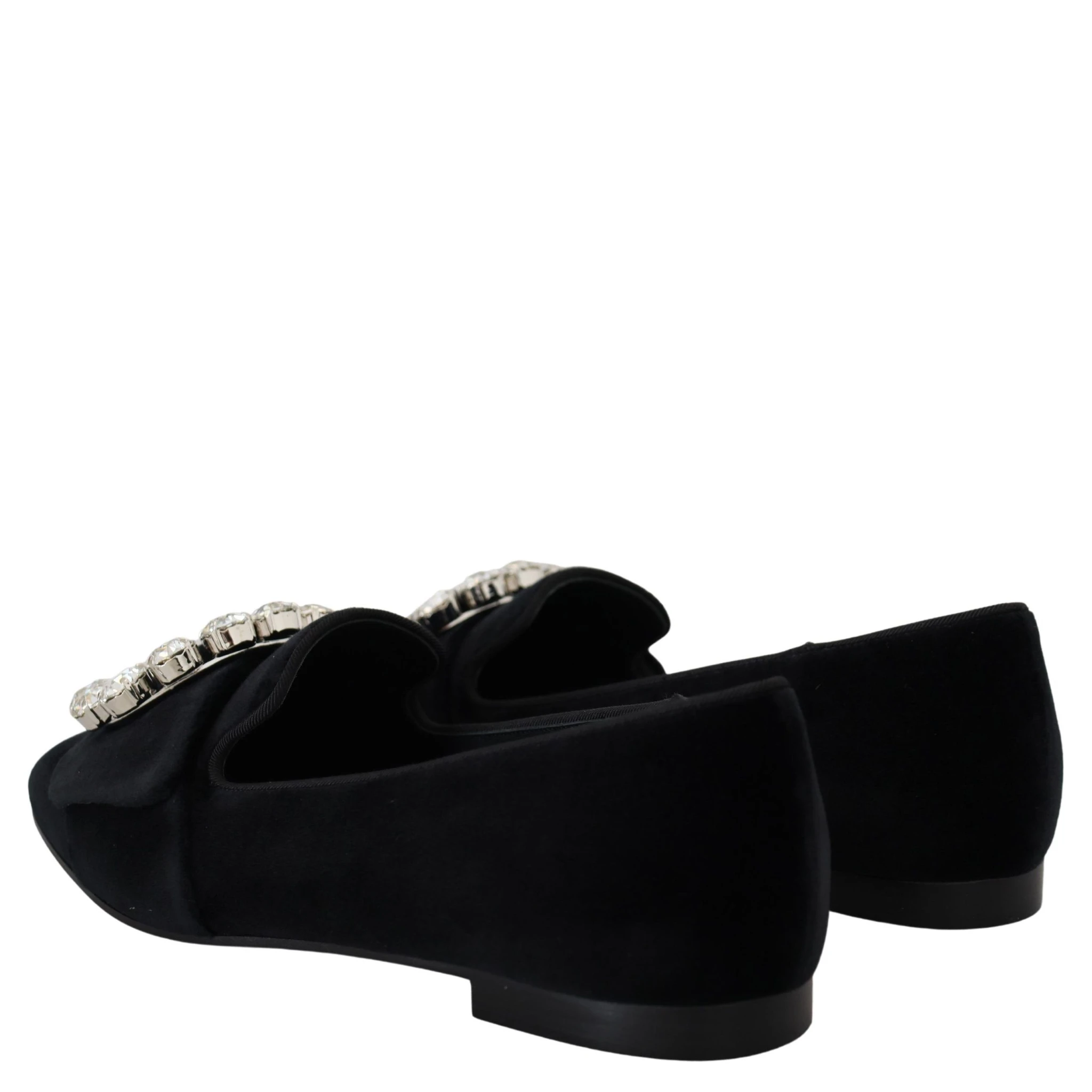Black Velvet Crystals Loafers Flats Shoes