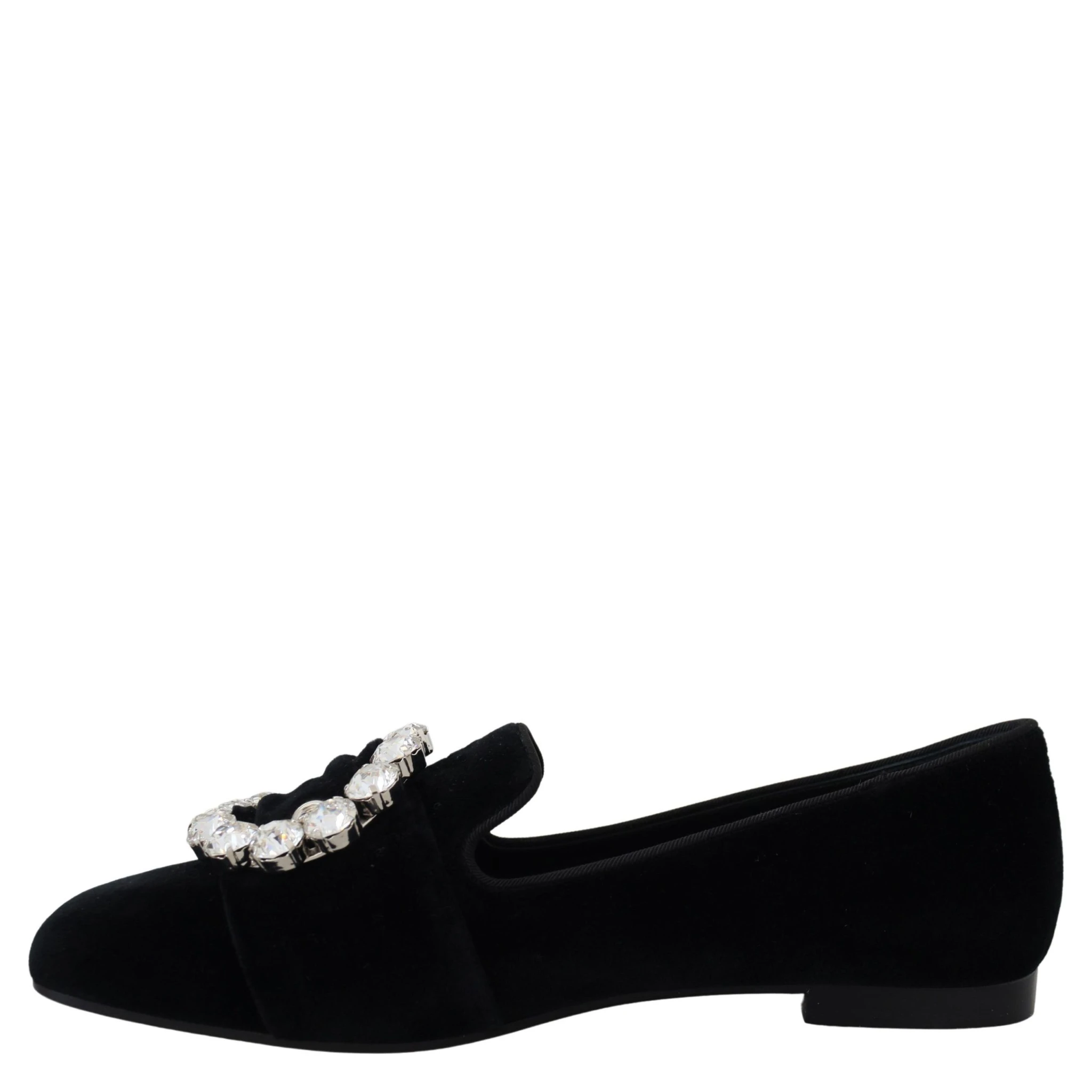 Black Velvet Crystals Loafers Flats Shoes