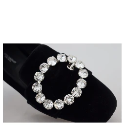Black Velvet Crystals Loafers Flats Shoes