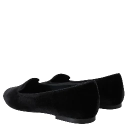 Black Velvet Slip Ons Loafers Flats Shoes