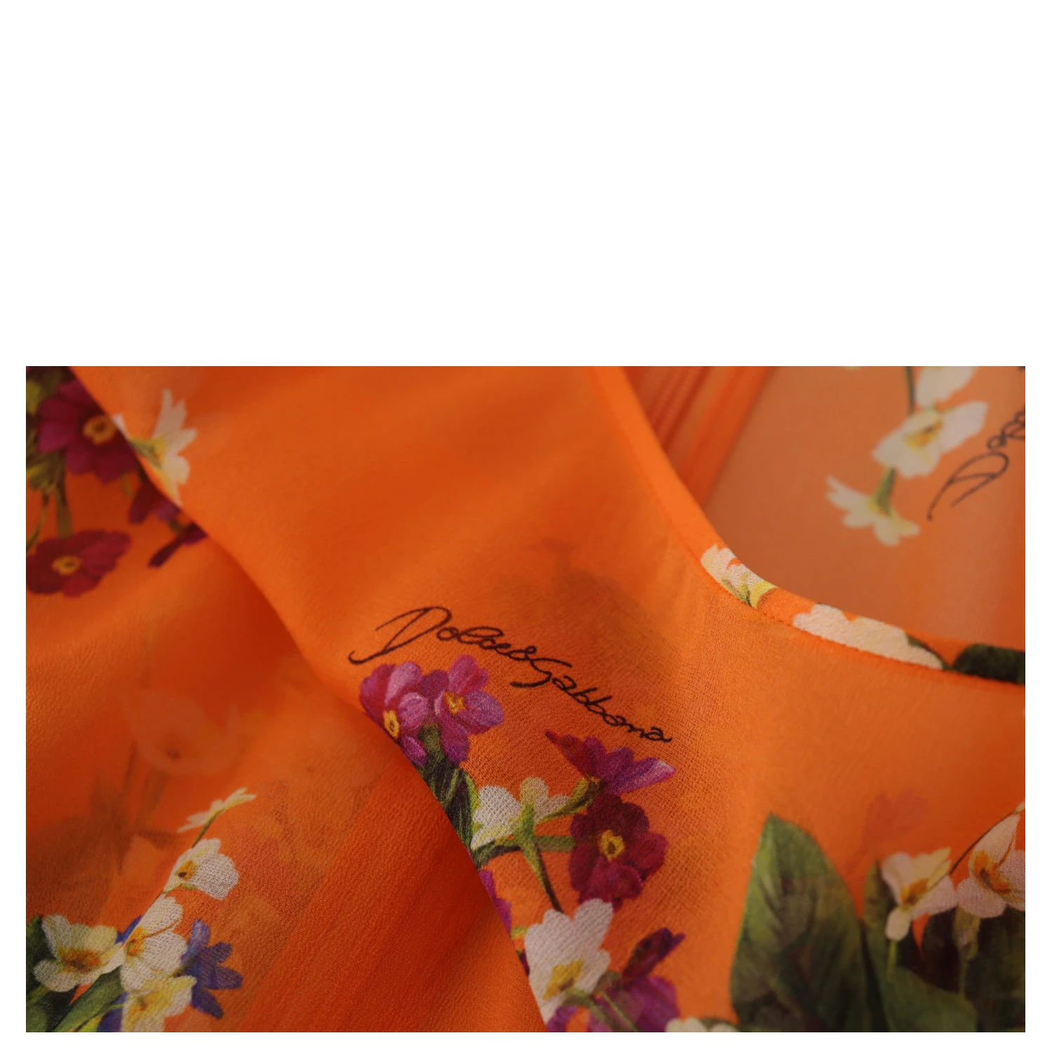 Orange Floral Print Long Sleeve Blouse