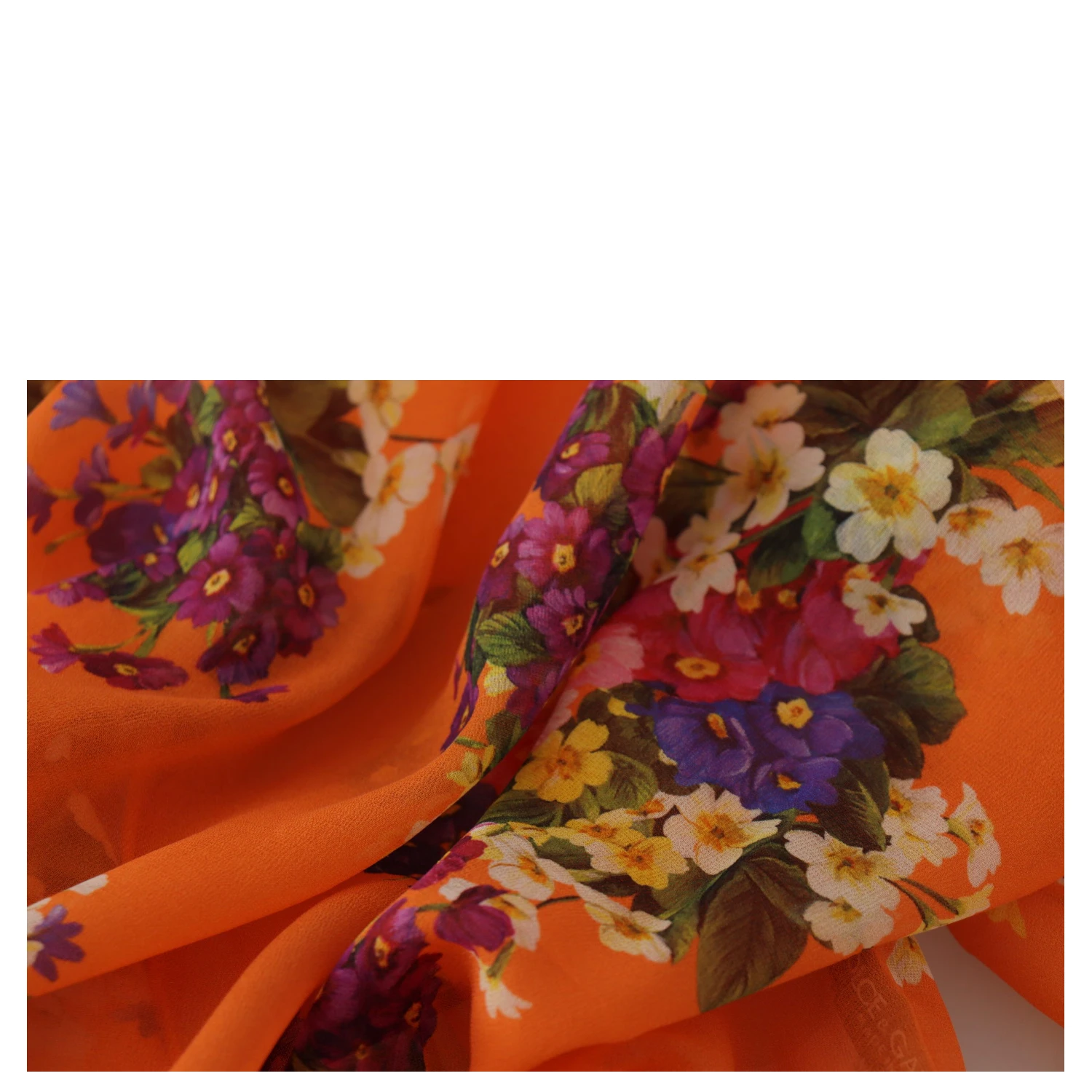 Orange Floral Print Long Sleeve Blouse