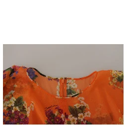 Orange Floral Print Long Sleeve Blouse