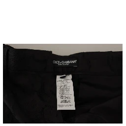 Black Brocade Cropped High Waist Pants