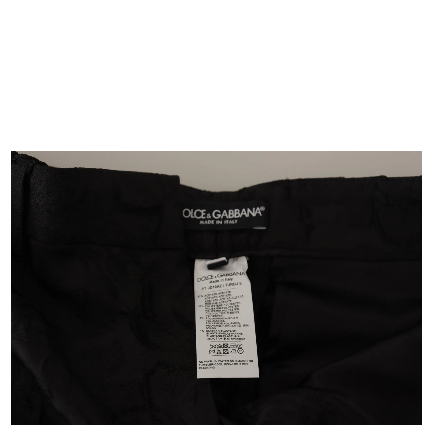 Black Brocade Cropped High Waist Pants