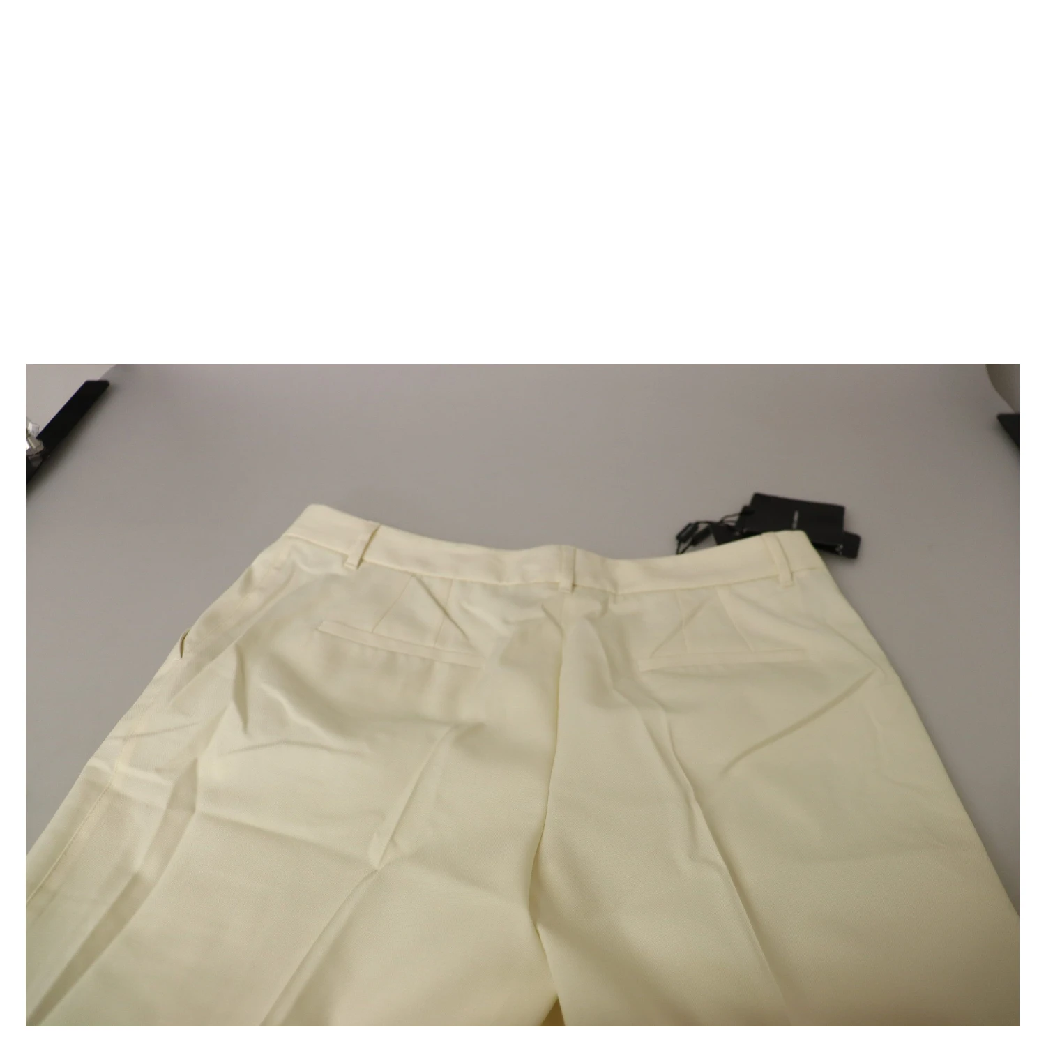 Ivory High Waist Cropped Folded Hem Trousers Pants