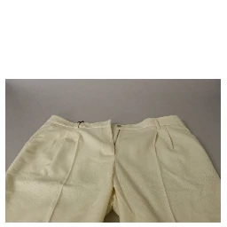 Ivory High Waist Cropped Folded Hem Trousers Pants