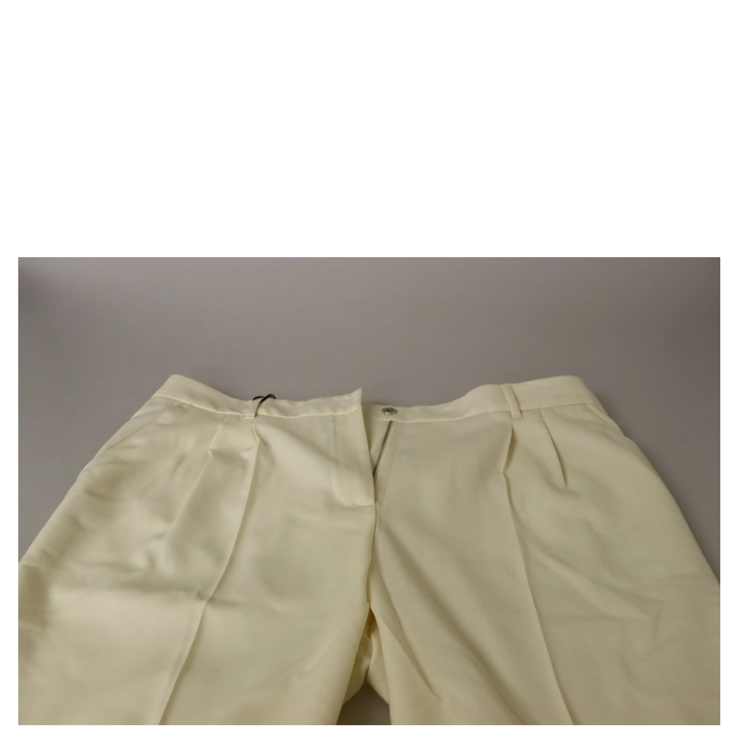 Ivory High Waist Cropped Folded Hem Trousers Pants