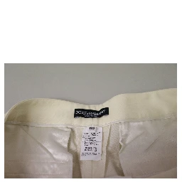 Ivory High Waist Cropped Folded Hem Trousers Pants