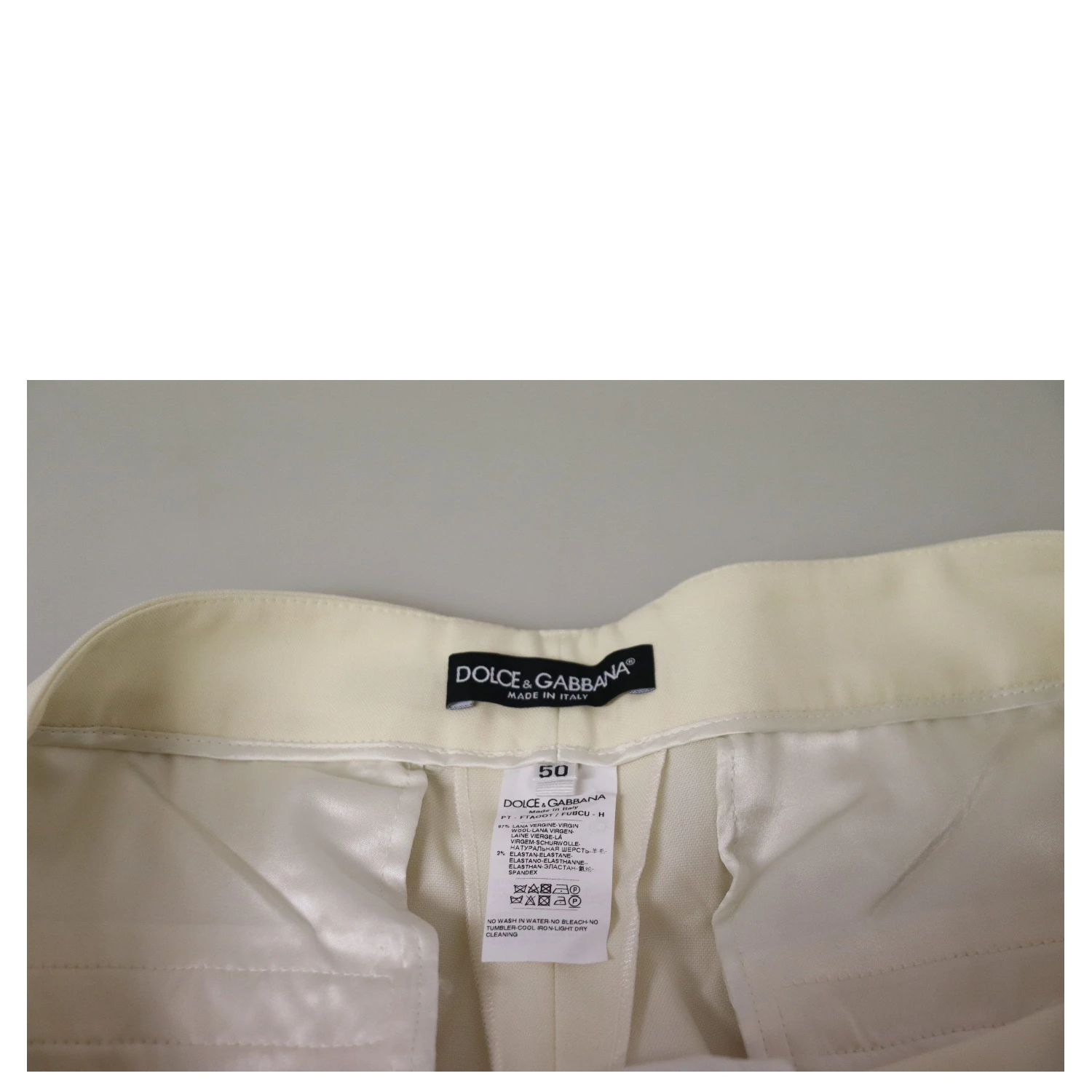 Ivory High Waist Cropped Folded Hem Trousers Pants