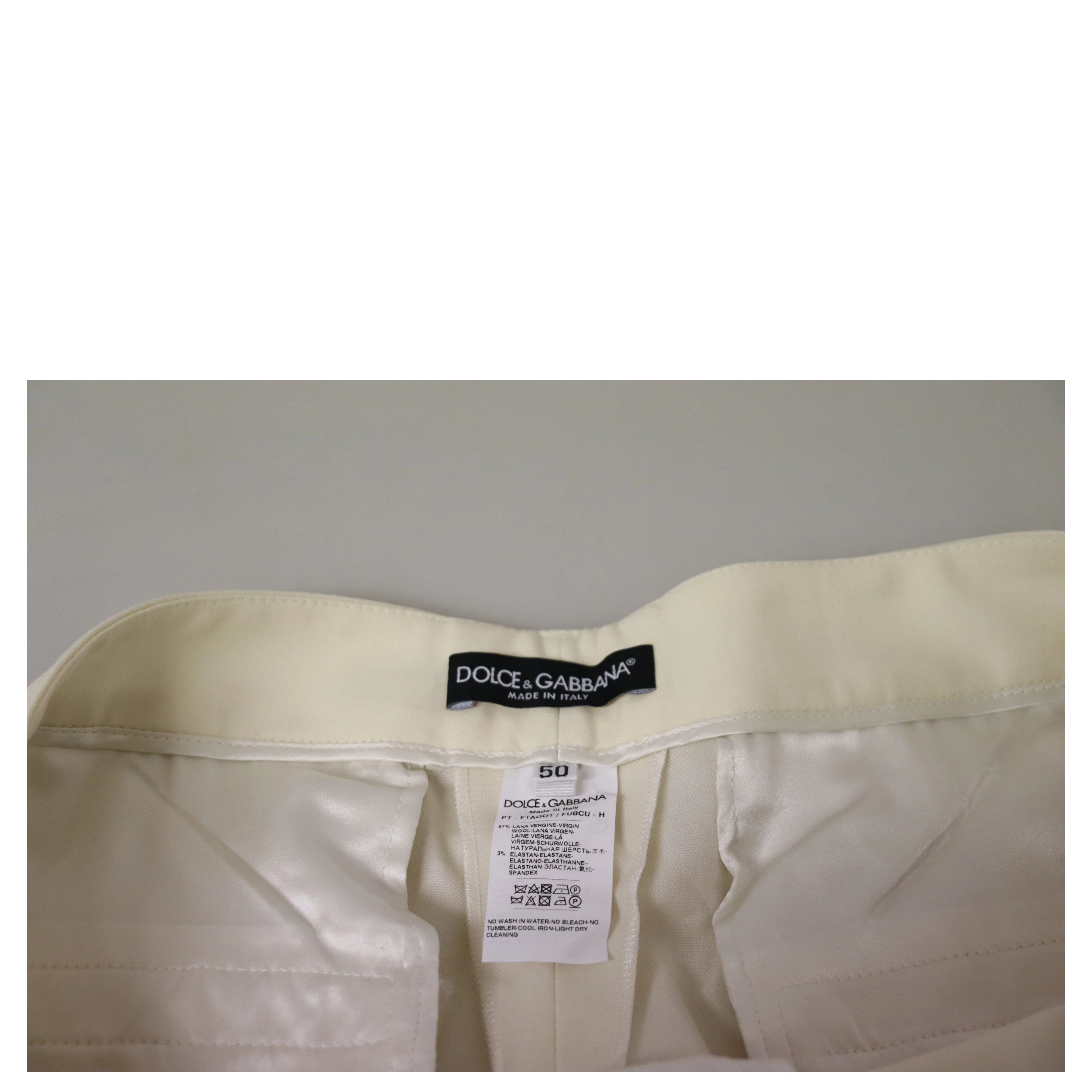 Ivory High Waist Cropped Folded Hem Trousers Pants