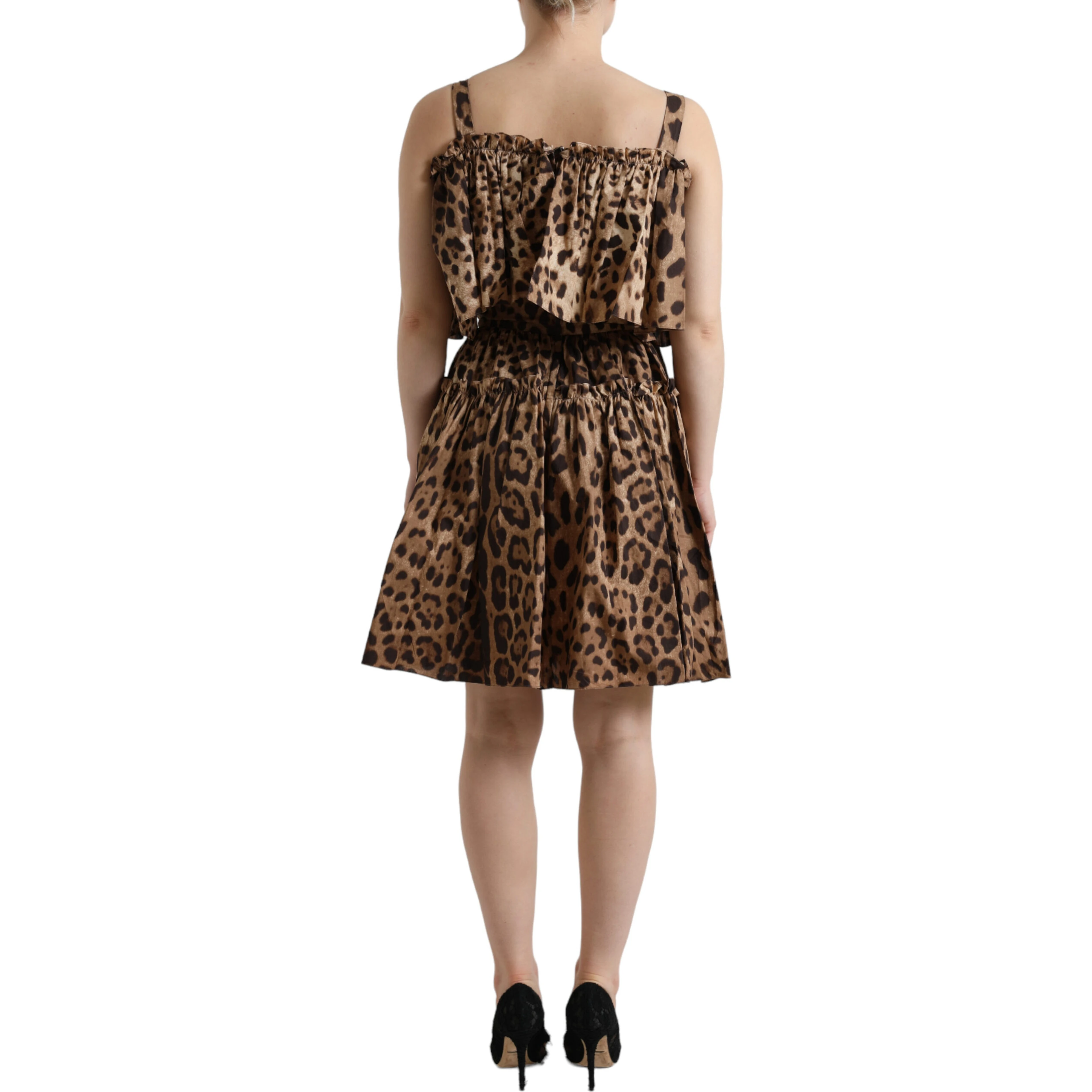 Brown Leopard Print Sleeveless A-line Dress