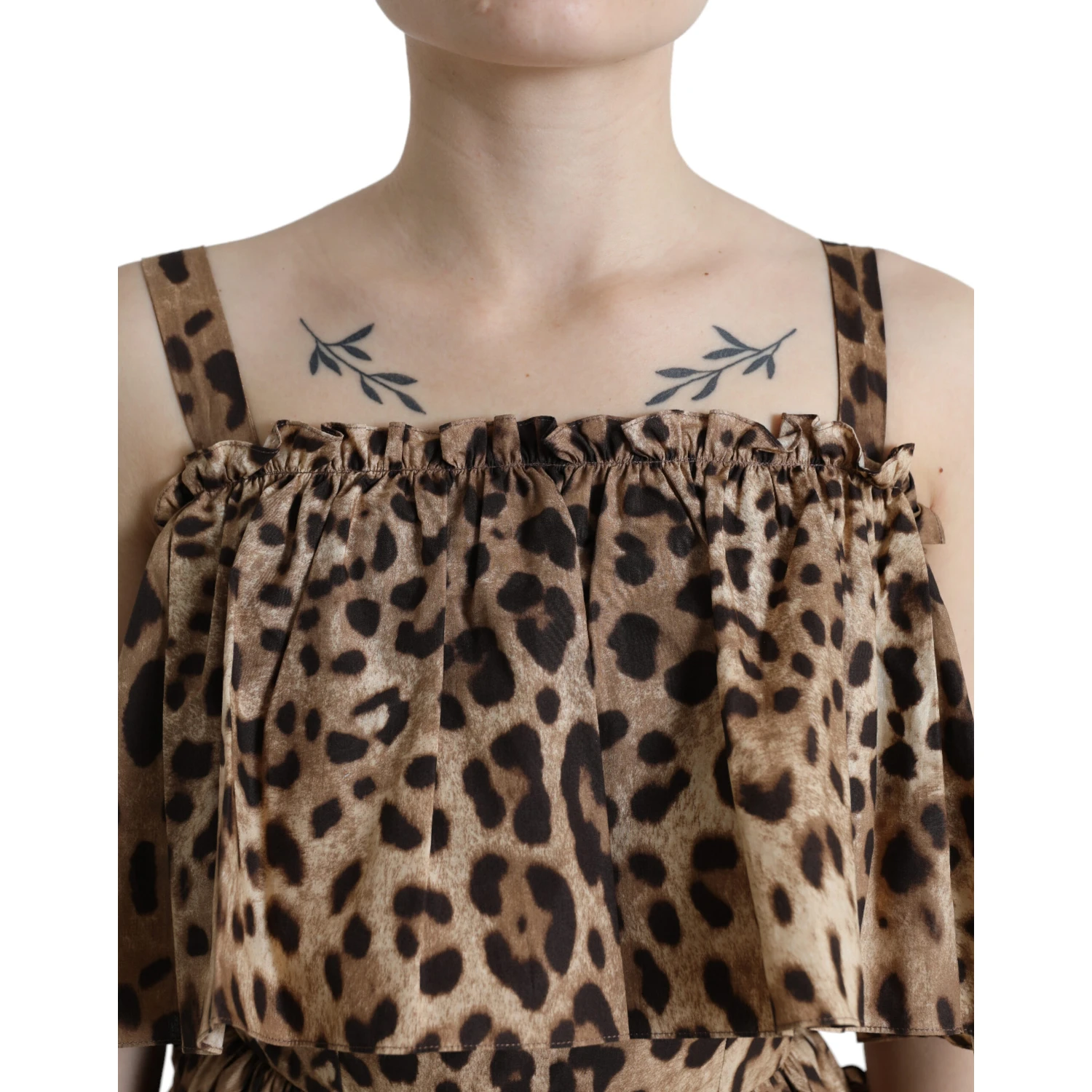Brown Leopard Print Sleeveless A-line Dress