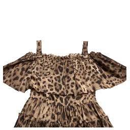 Brown Leopard Print Sleeveless A-line Dress