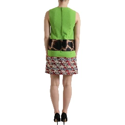 Apple Green Sleeveless Panelled Shift Dress