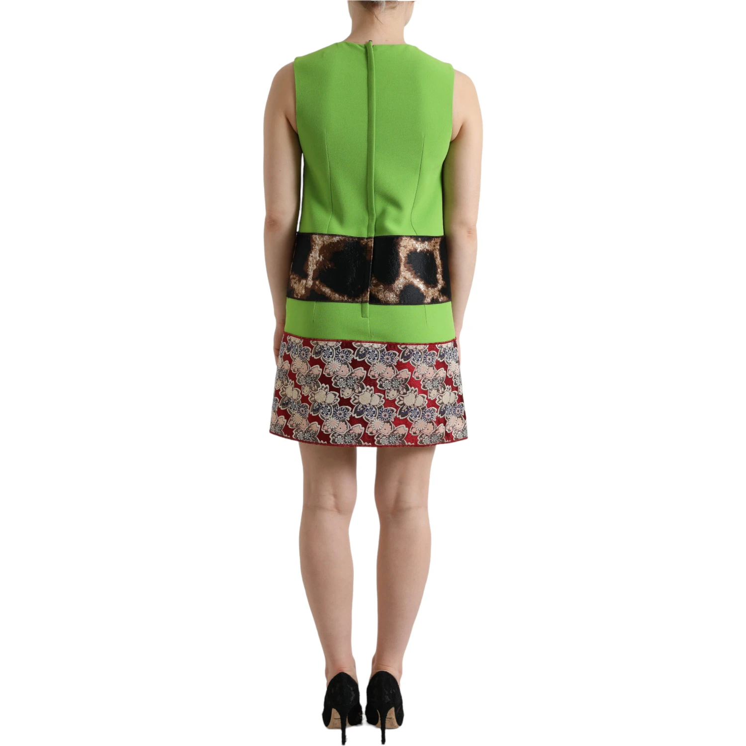 Apple Green Sleeveless Panelled Shift Dress