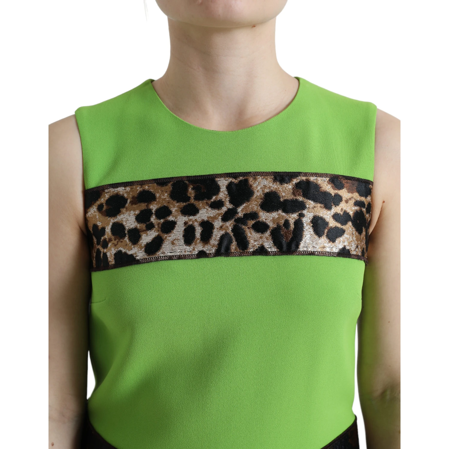 Apple Green Sleeveless Panelled Shift Dress