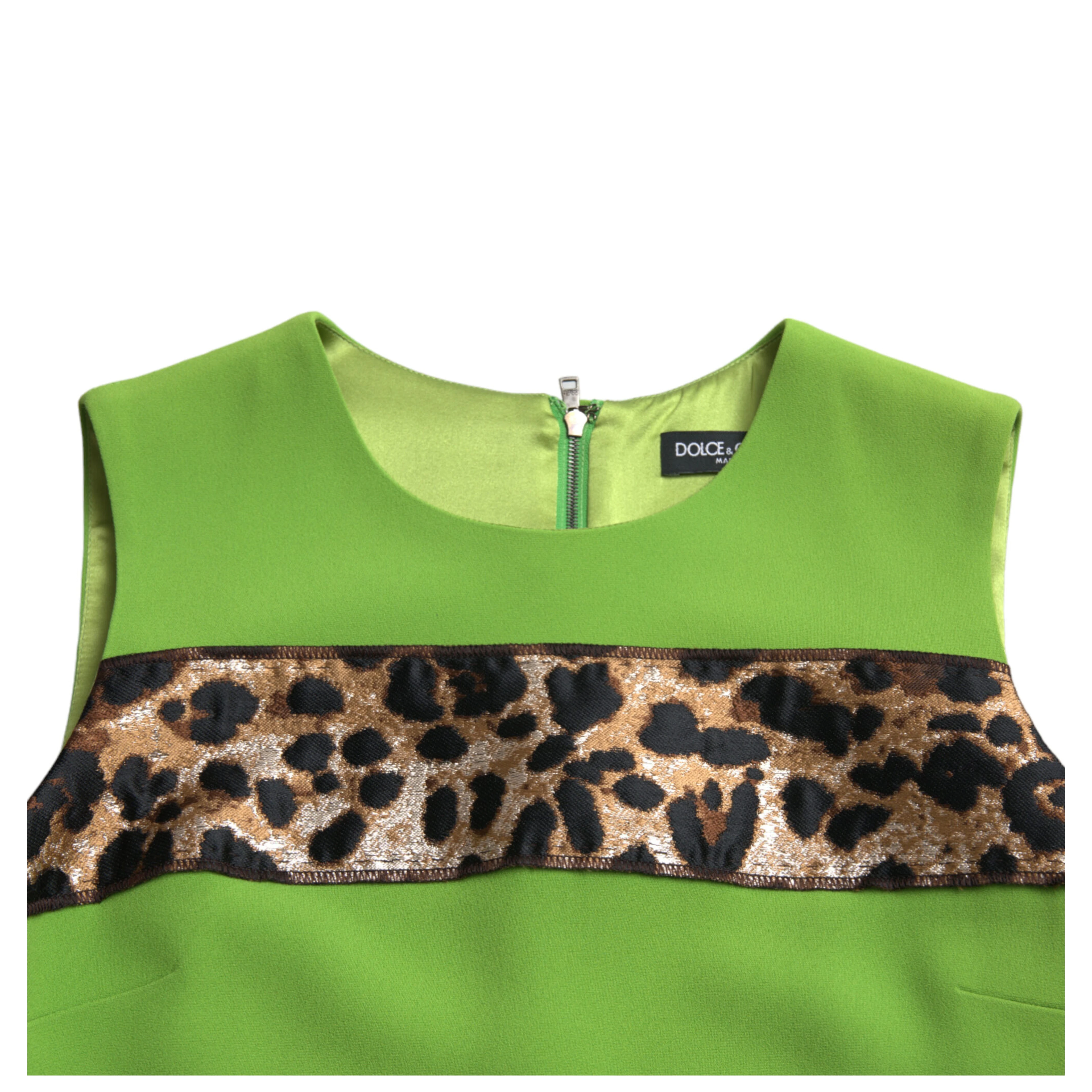 Apple Green Sleeveless Panelled Shift Dress