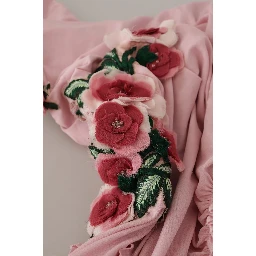 Pink Flower Embellished One Shoulder Dress