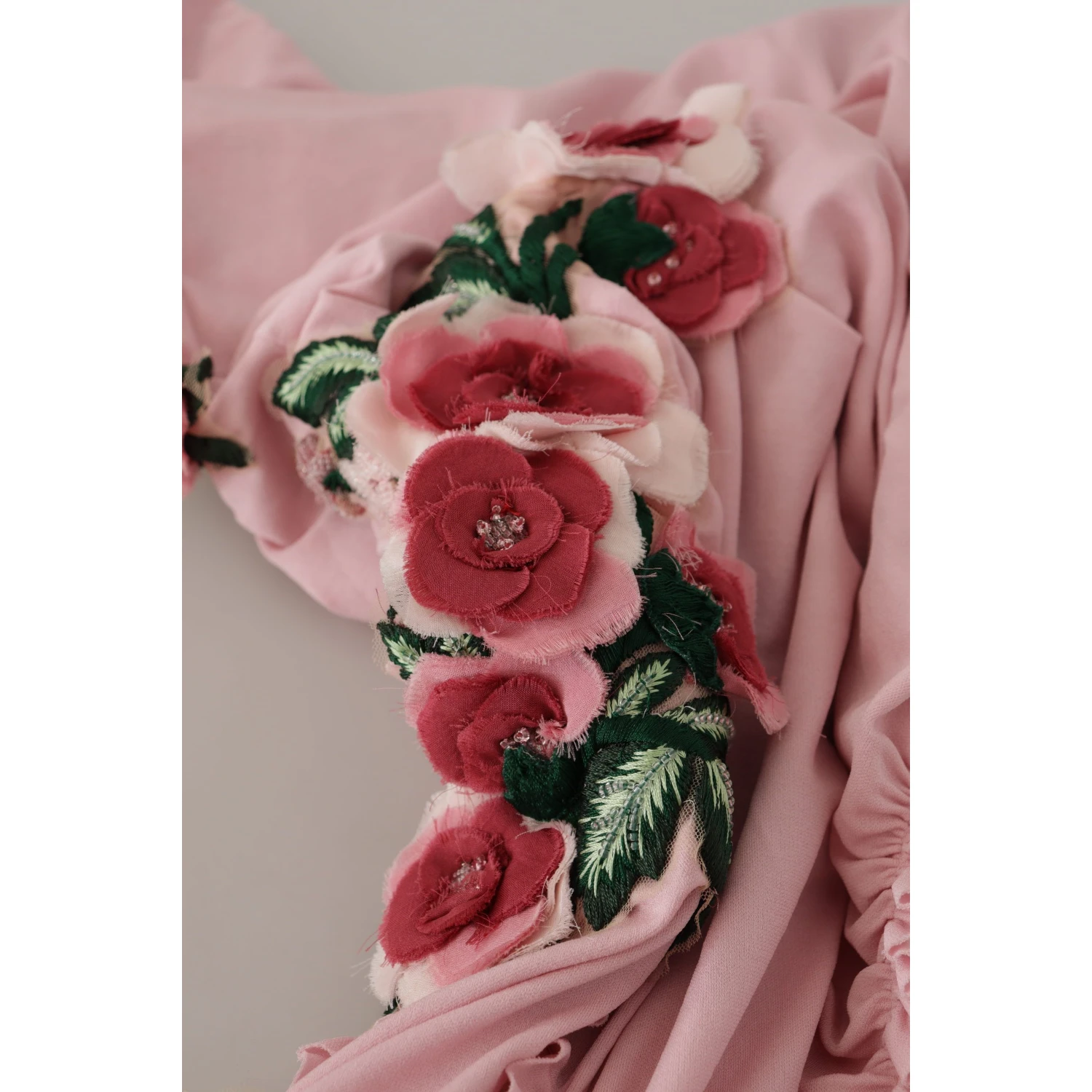 Pink Flower Embellished One Shoulder Dress