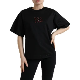 Black Cotton DG Crystal Crewneck Tee T-shirt