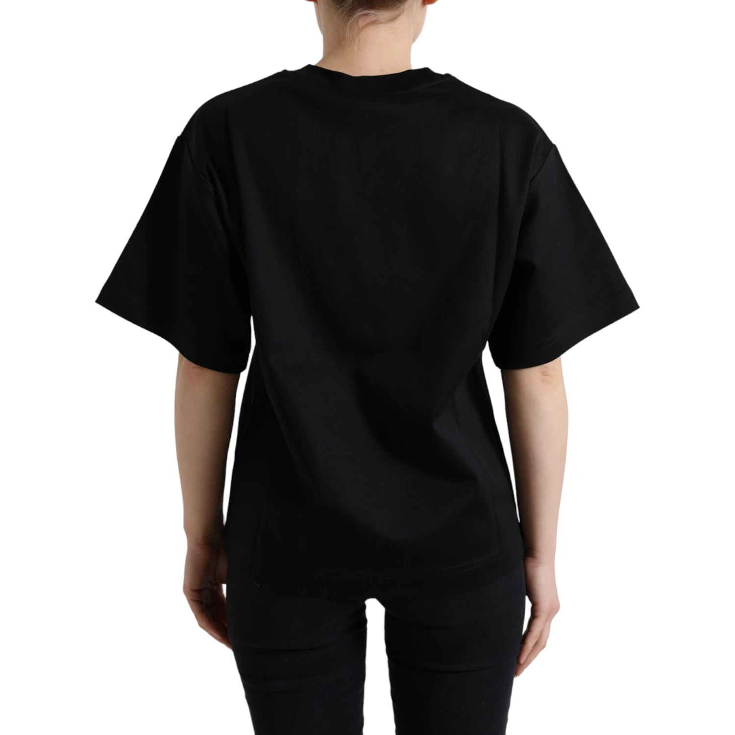 Black Cotton DG Crystal Crewneck Tee T-shirt