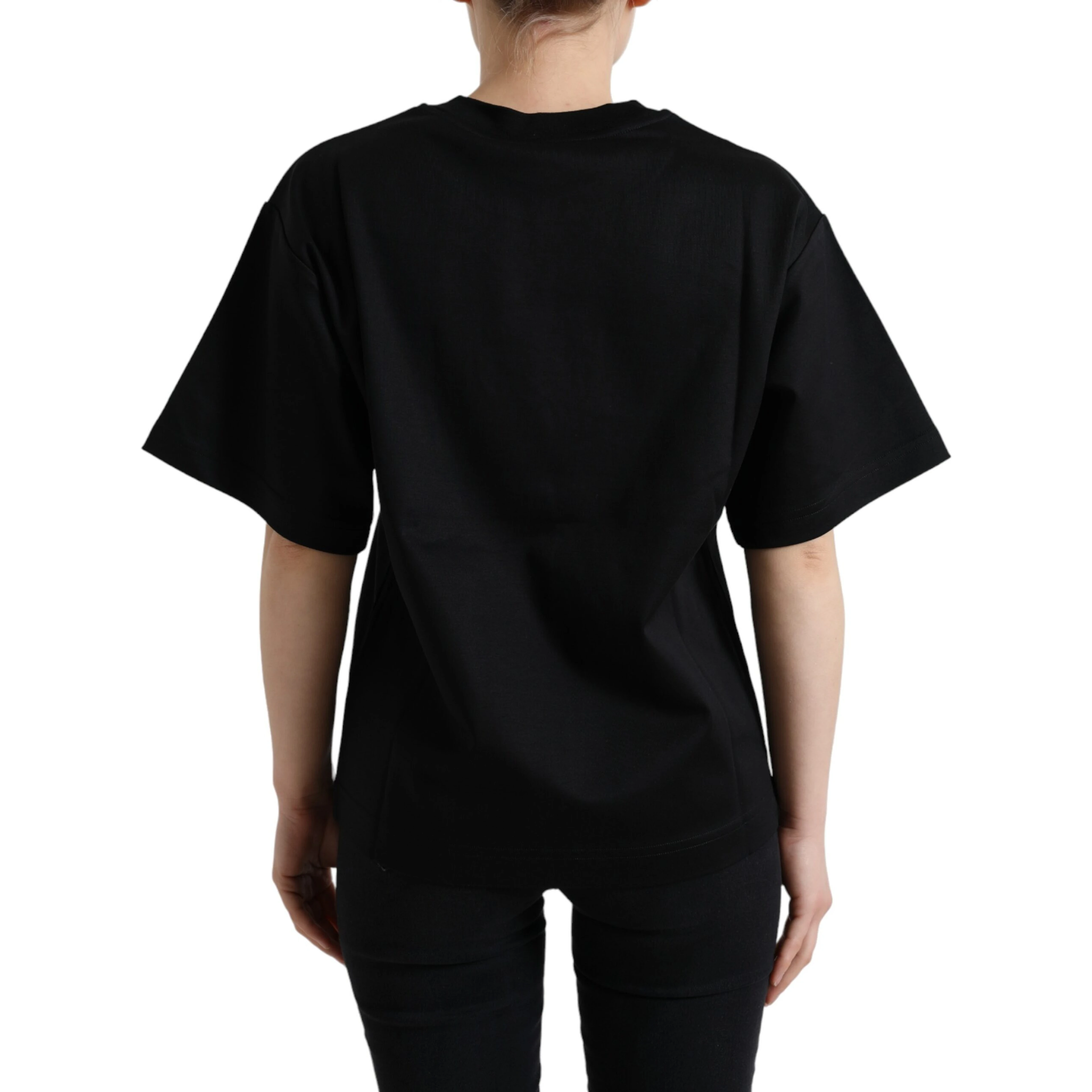 Black Cotton DG Crystal Crewneck Tee T-shirt