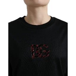 Black Cotton DG Crystal Crewneck Tee T-shirt