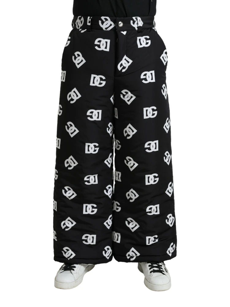Black Logo DG Print Wide Leg Pants