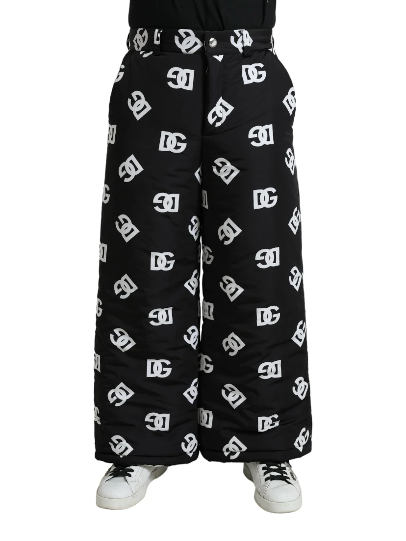 Black Logo DG Print Wide Leg Pants