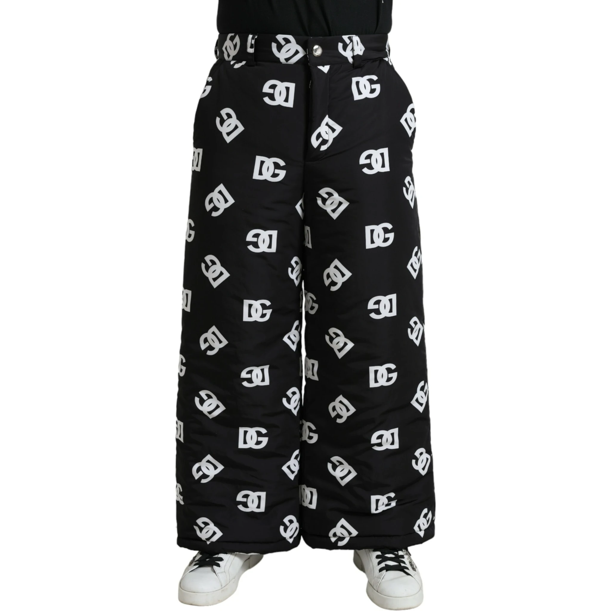 Black Logo DG Print Wide Leg Pants