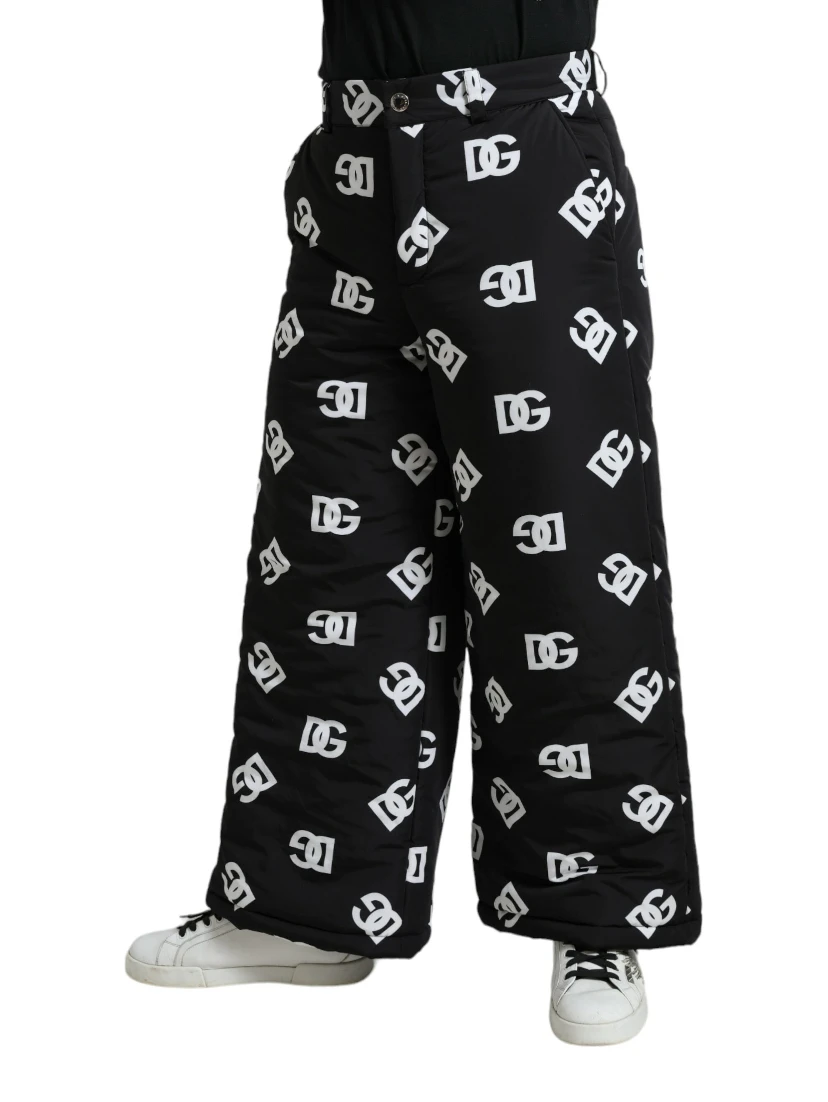 Black Logo DG Print Wide Leg Pants