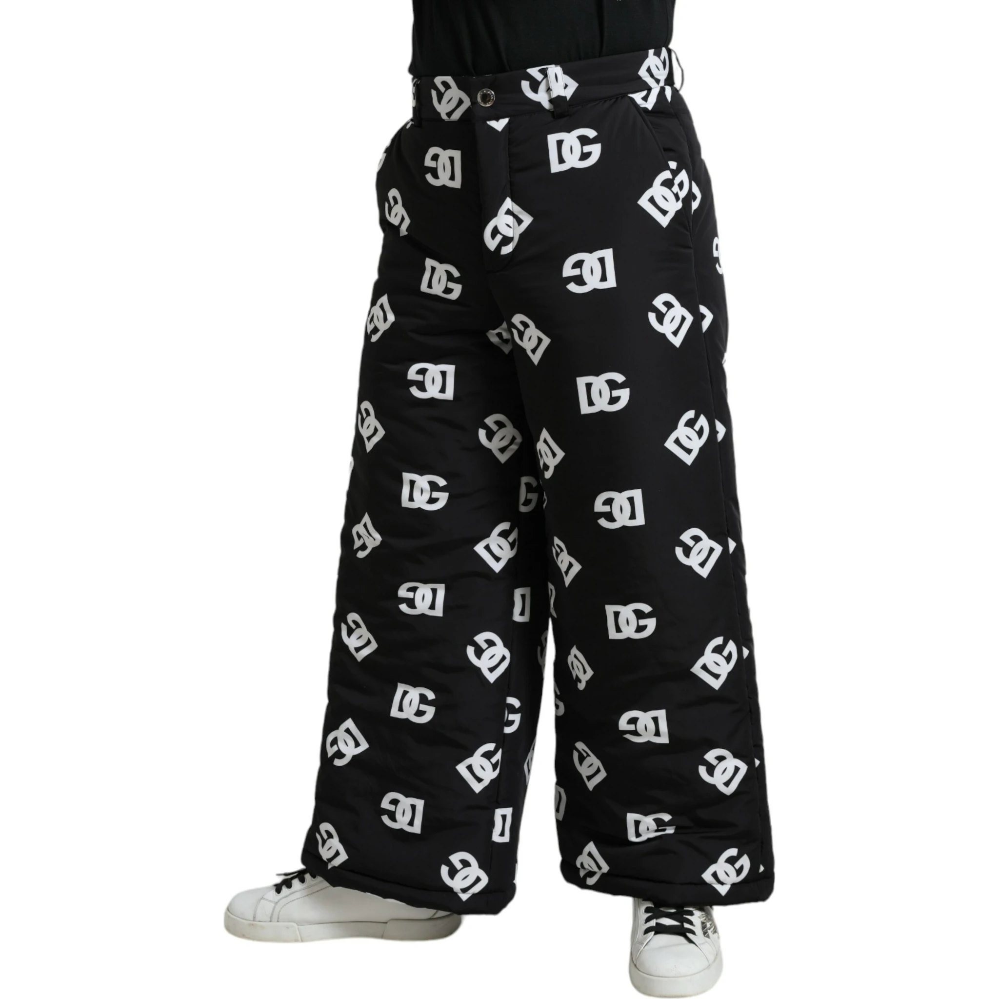 Black Logo DG Print Wide Leg Pants