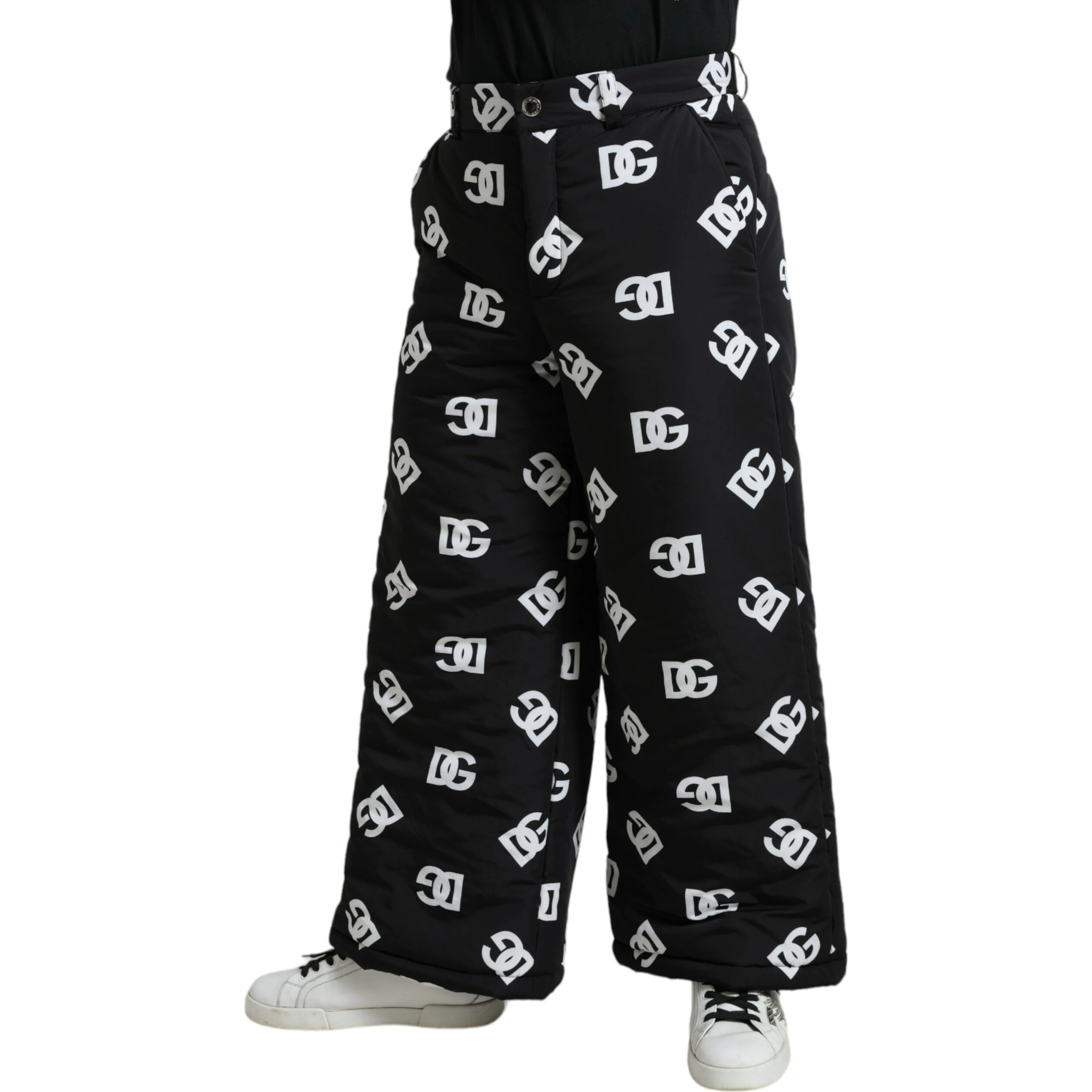 Black Logo DG Print Wide Leg Pants