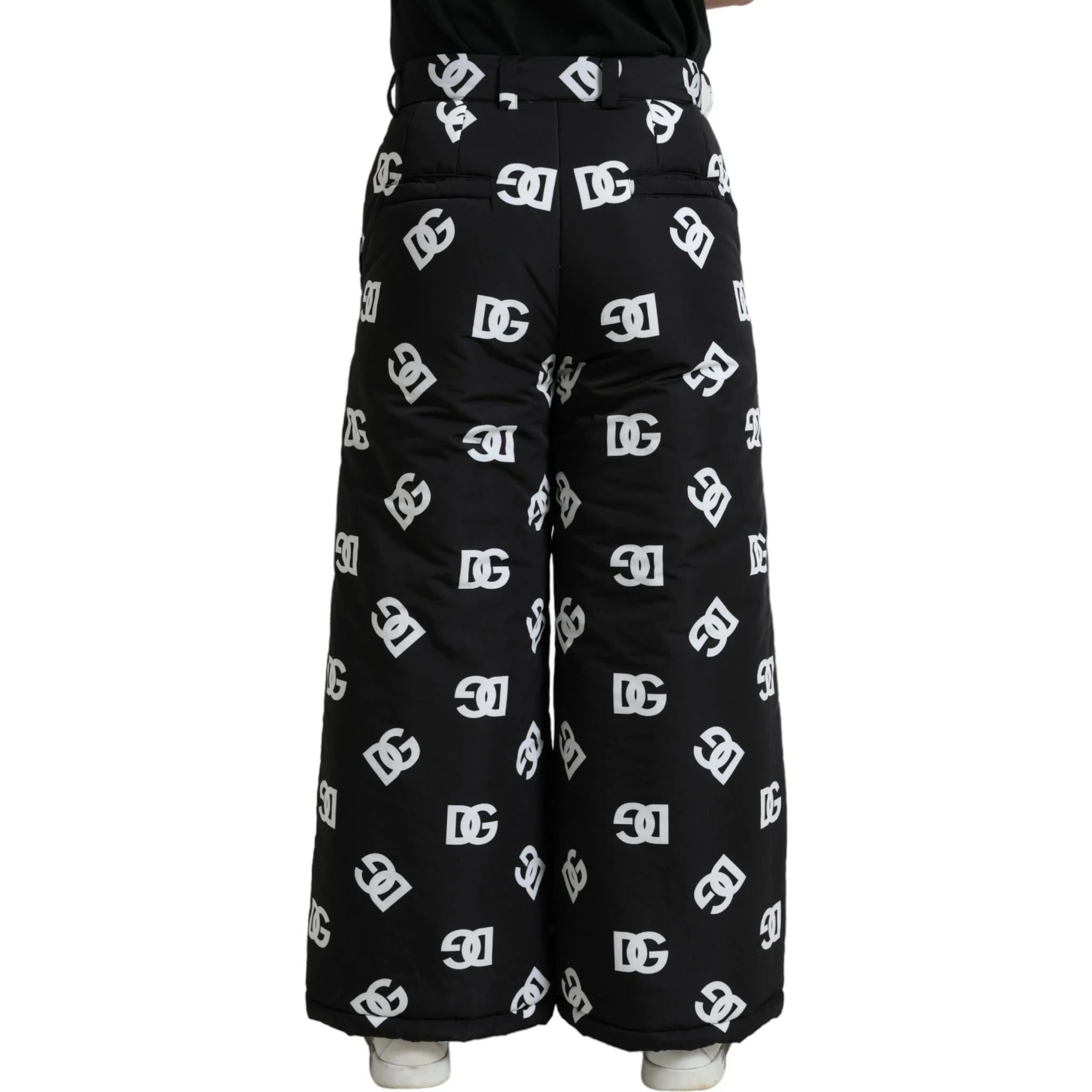 Black Logo DG Print Wide Leg Pants