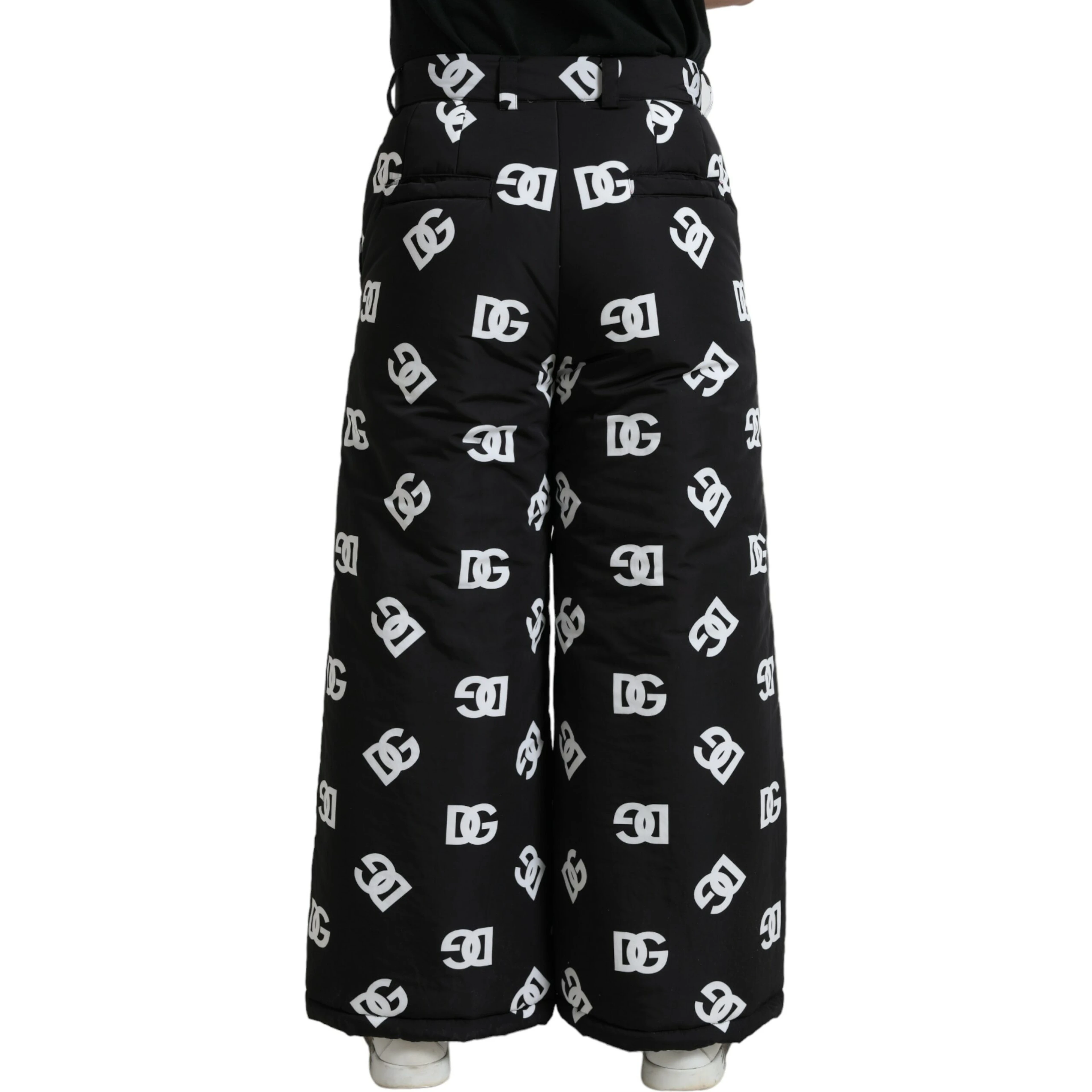 Black Logo DG Print Wide Leg Pants