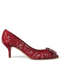 Red Taormina Lace Crystal Heels Pumps Shoes