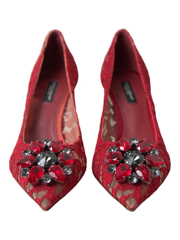 Red Taormina Lace Crystal Heels Pumps Shoes alternative