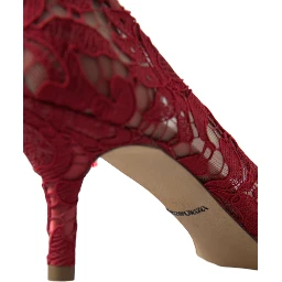 Red Taormina Lace Crystal Heels Pumps Shoes