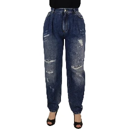 Blue Washed High Waist Loose Fit Pants