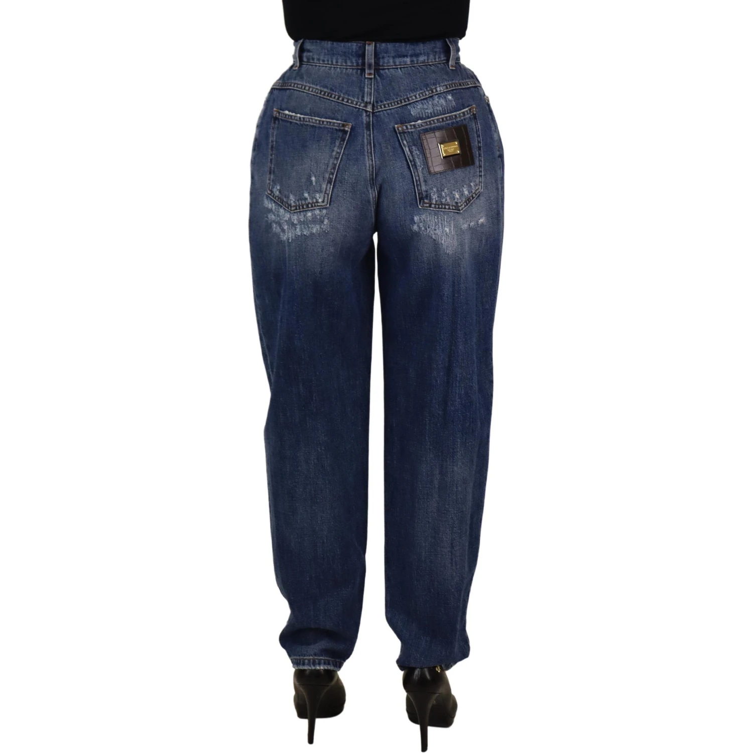 Blue Washed High Waist Loose Fit Pants