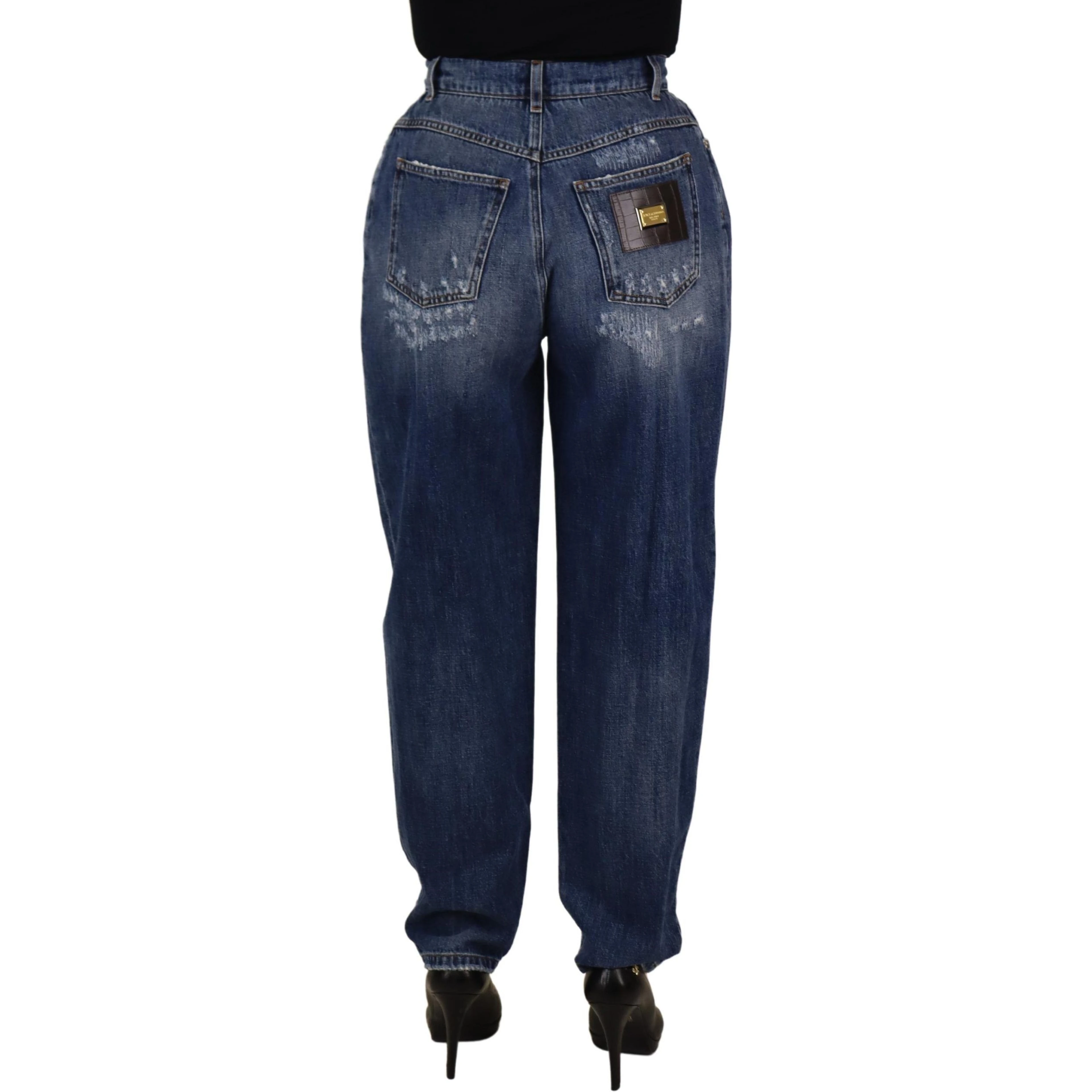 Blue Washed High Waist Loose Fit Pants