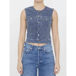 Vest in denim trompe-l'oeil