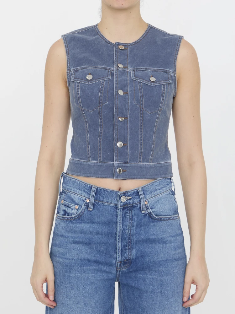 Vest in denim trompe-l'oeil