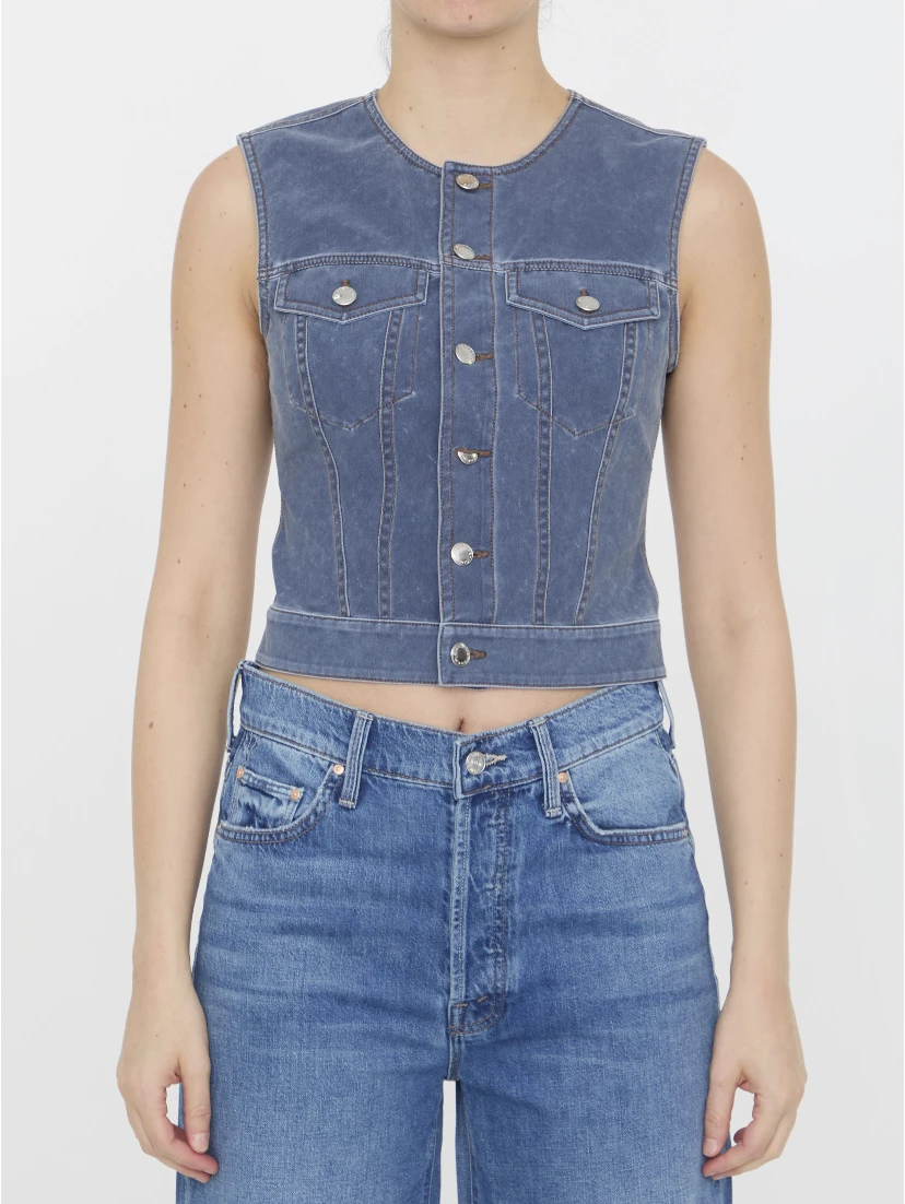 Vest in denim trompe-l'oeil