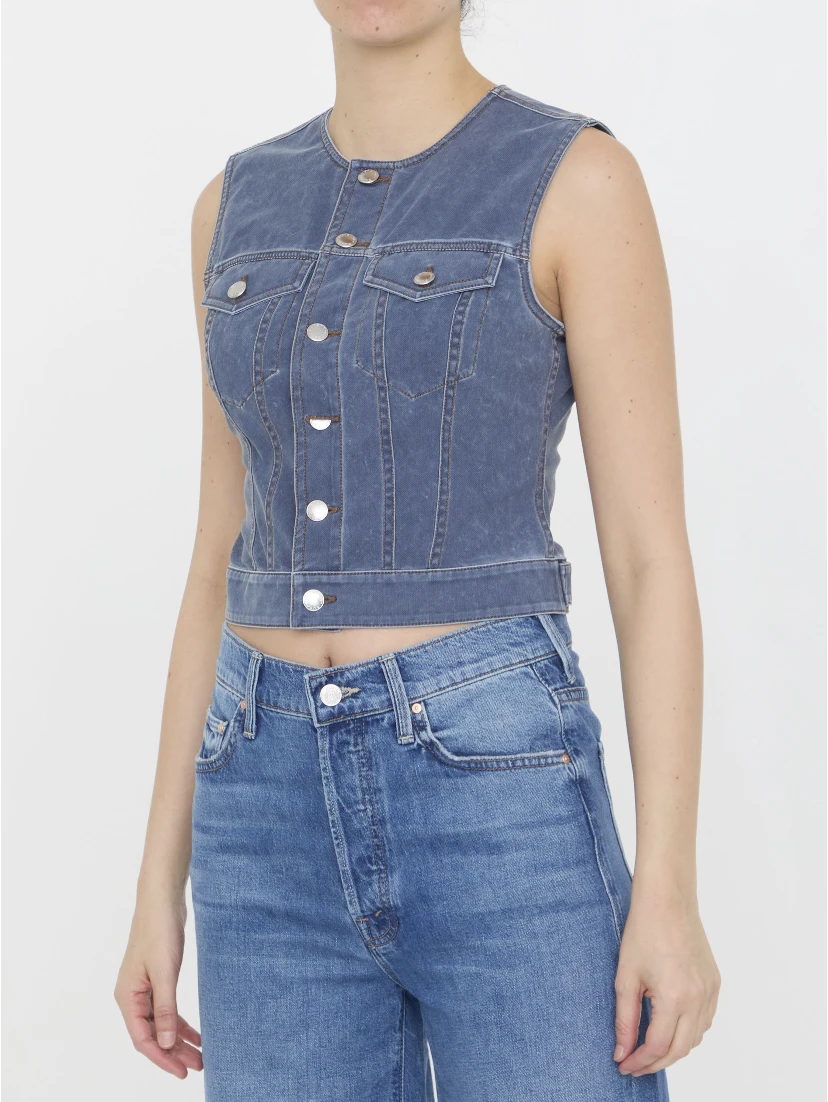 Vest in denim trompe-l'oeil