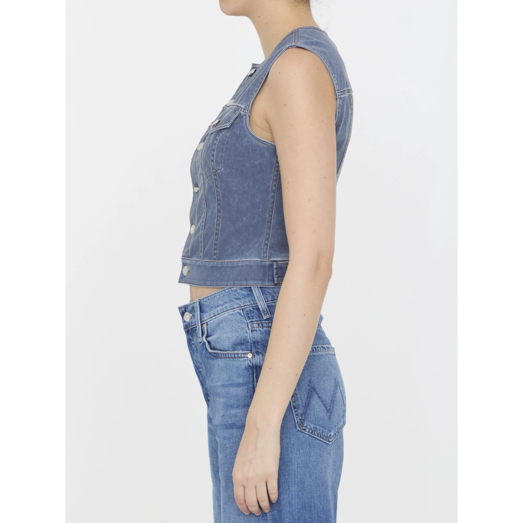 Vest in denim trompe-l'oeil