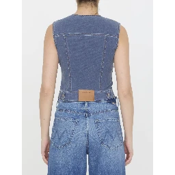 Vest in denim trompe-l'oeil