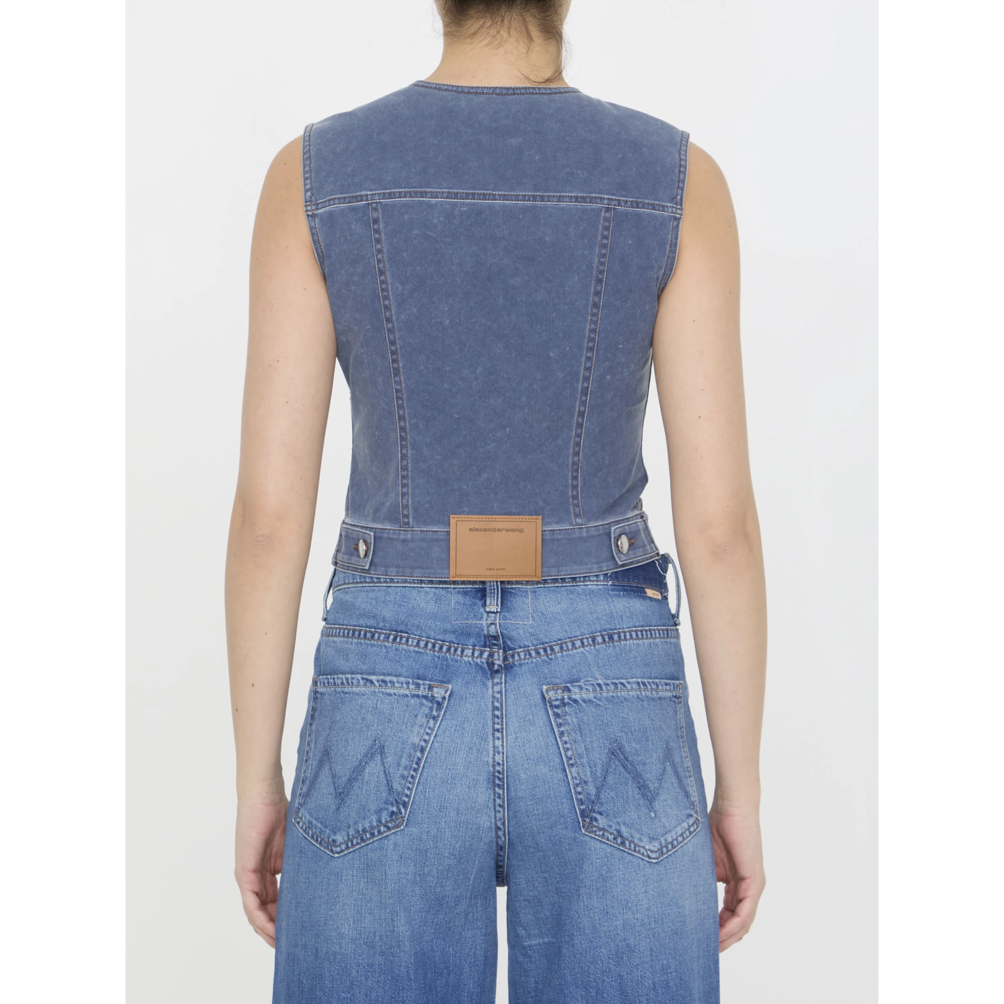 Vest in denim trompe-l'oeil